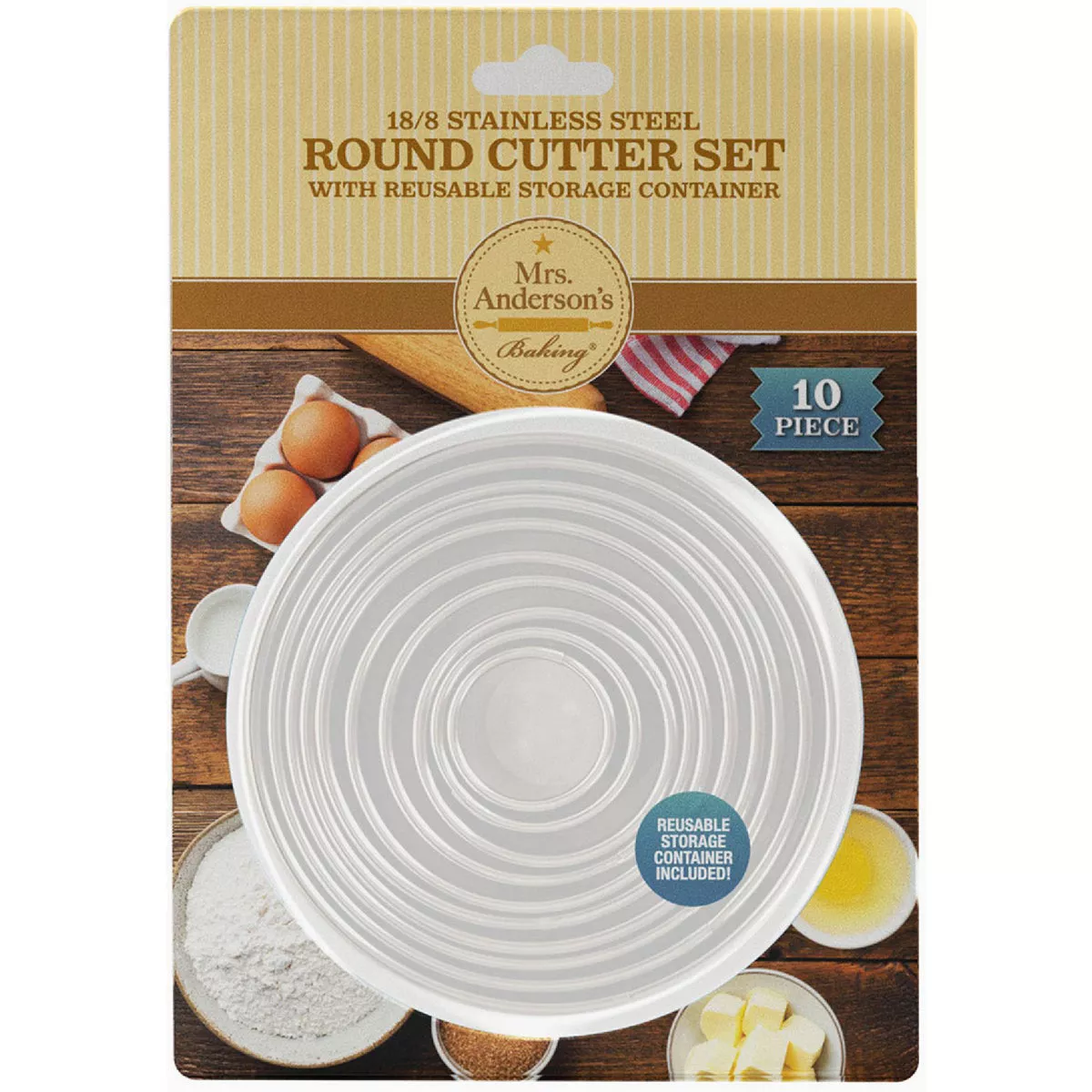Mrs. Anderson's Baking Round Cutters with Reusable Storage Container ...
