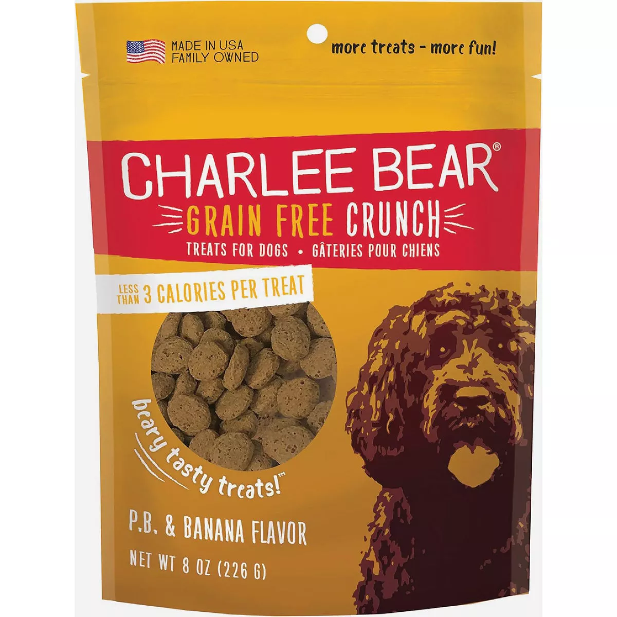 Charlee Bear Crunch Peanut Butter & Banana Dog Treat, 8oz