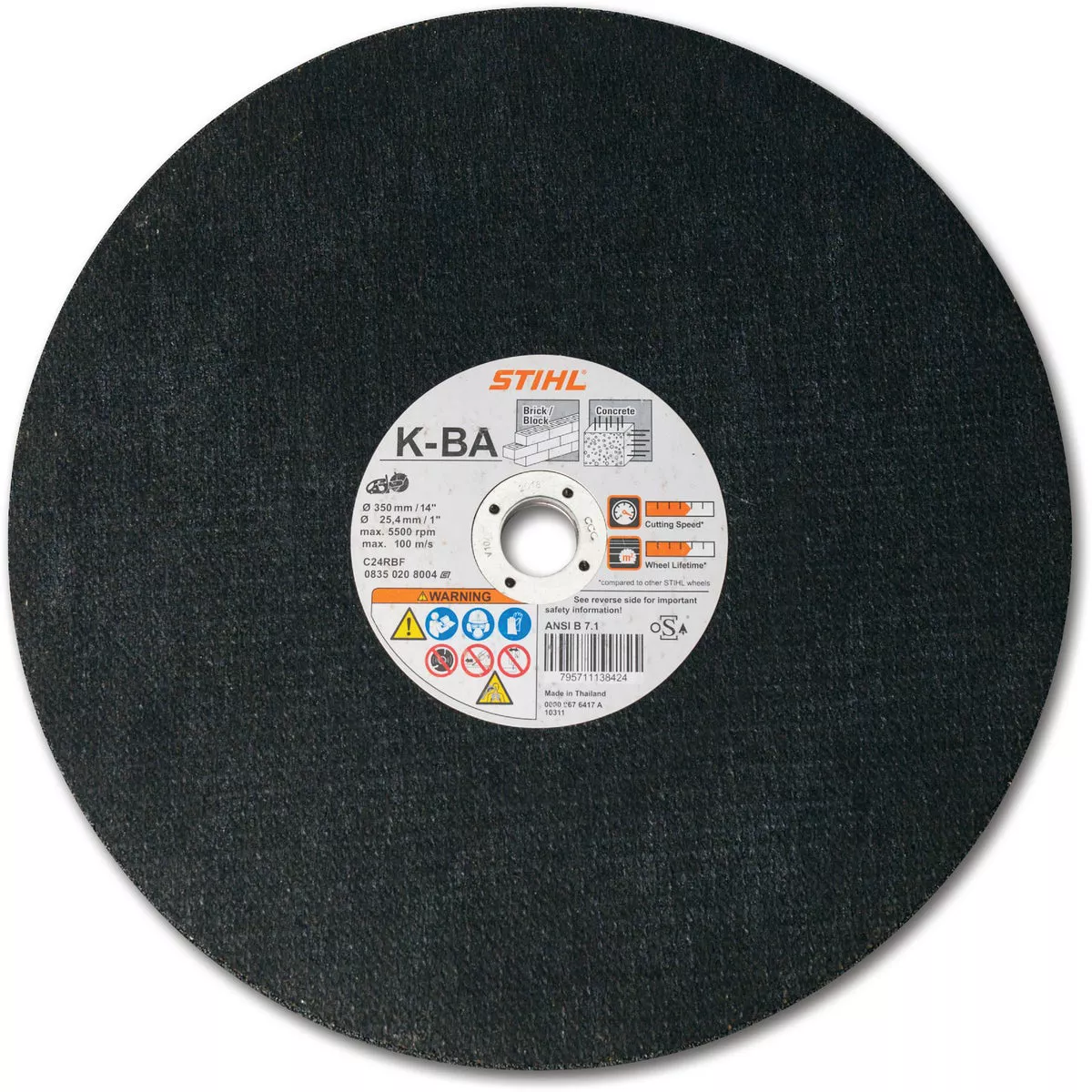 STIHL K-BA 14 In. Abrasive Wheel for General Purpose Masonry, 20mm Arbor-