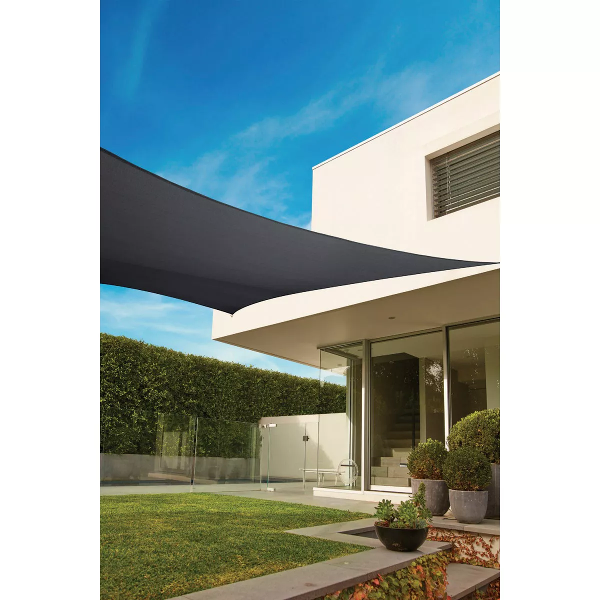Coolaroo Premium 16 Ft. 5 In. x 9 Ft. 11 In. Graphite Rectangle Premium Shade Sail with Hardware