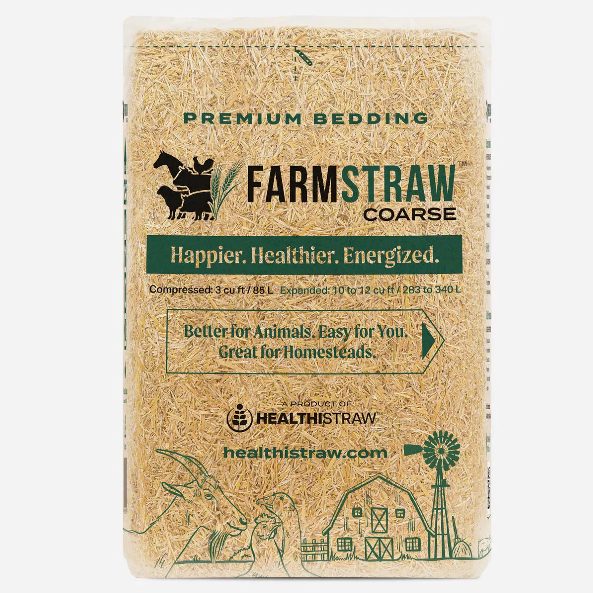 HealthiStraw FarmStraw 3 Cu. Ft. Coarse Premium Wheat Straw Animal Bedding