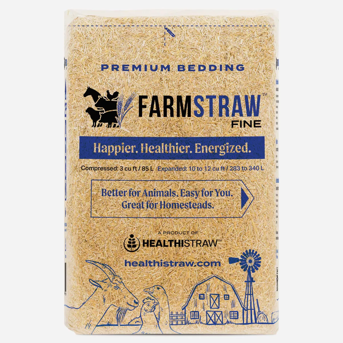 HealthiStraw FarmStraw 3 Cu. Ft. Fine Premium Wheat Straw Animal Bedding