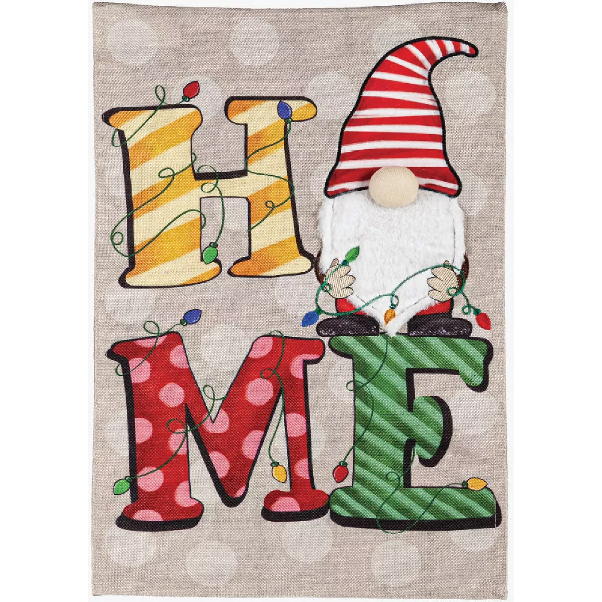 Evergreen Home Gnome Garden Burlap Flag