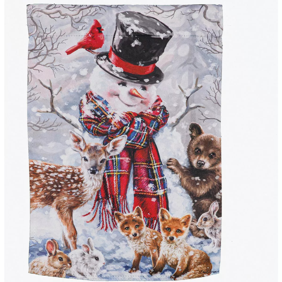 Evergreen Forest Friends Garden Suede Flag