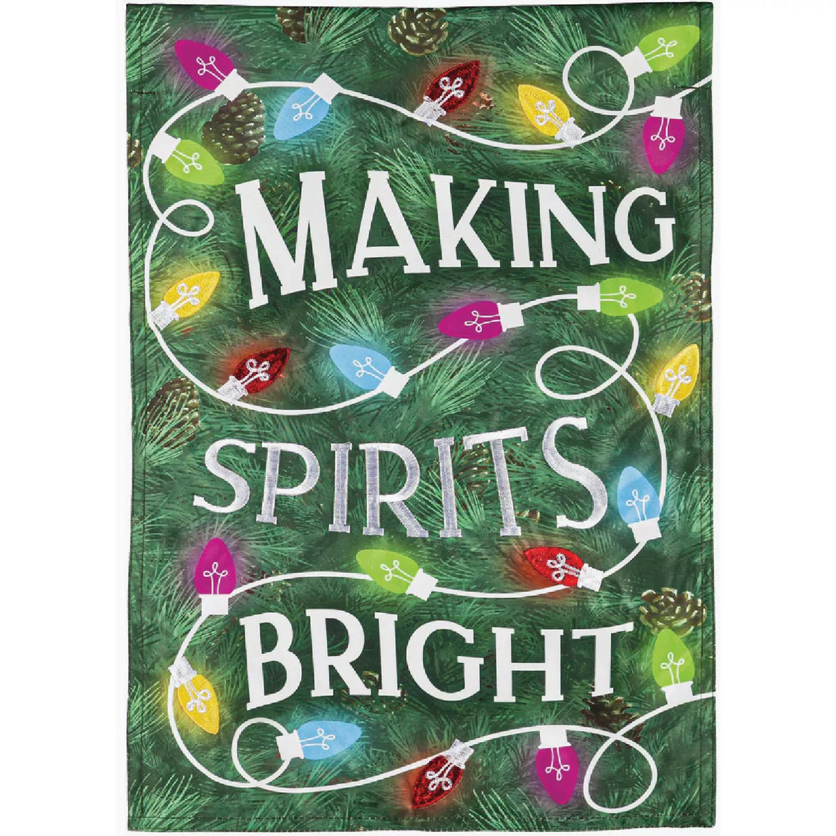 Evergreen Making Spirits Bright Garden Applique Flag