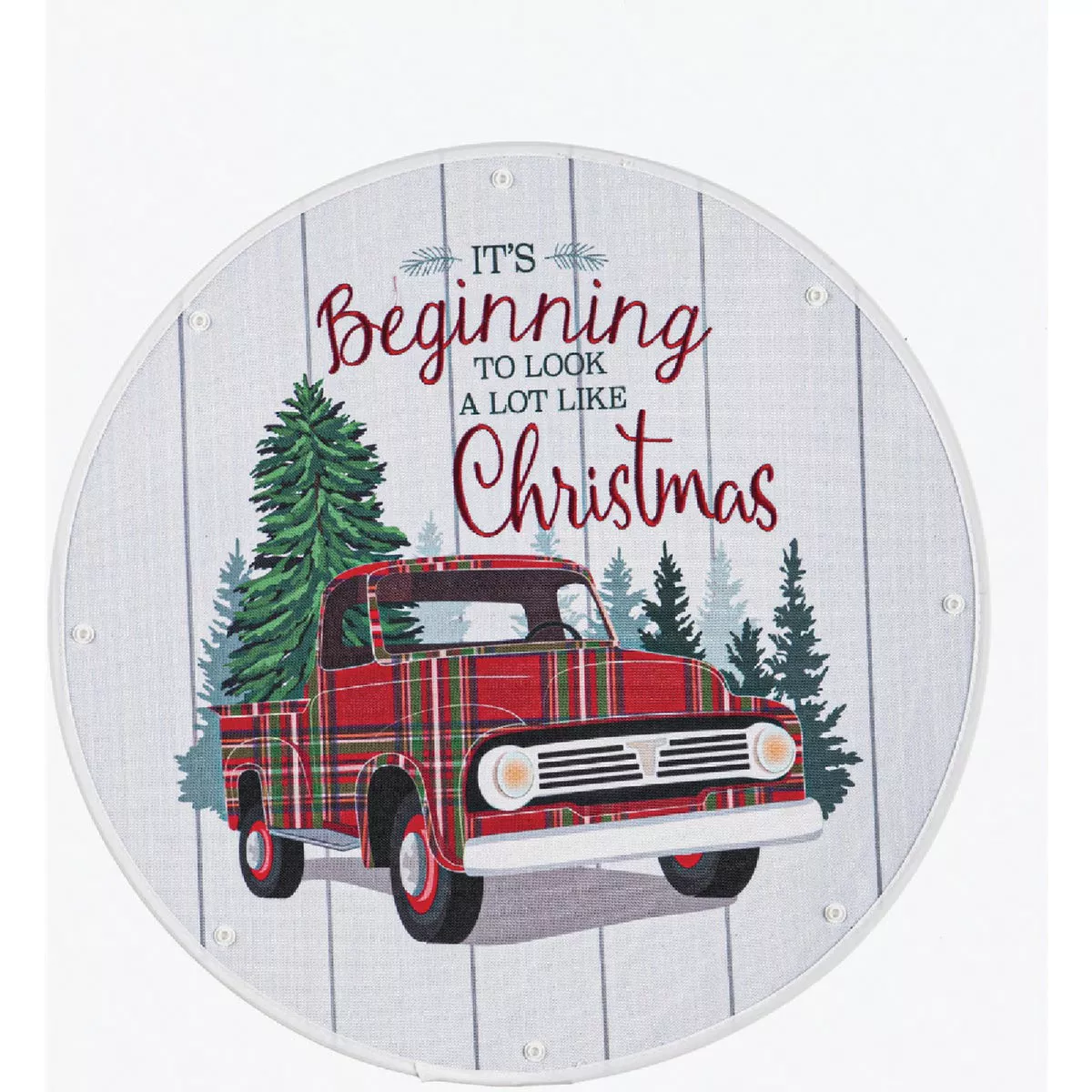 Evergreen Plaid Christmas Truck Sassafras Switchable Door Decor Insert