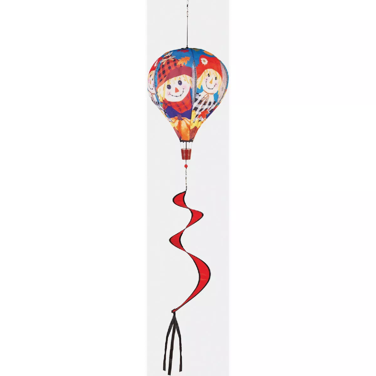 Evergreen Happy Scarecrow Couple Burlap Balloon Spinner