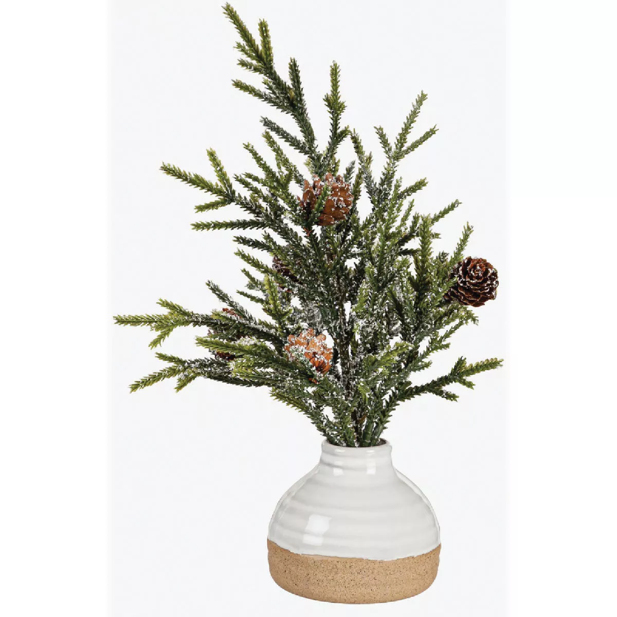 Evergreen 12 In. Snow Juniper with Pine Artificial in Ceramic Pot