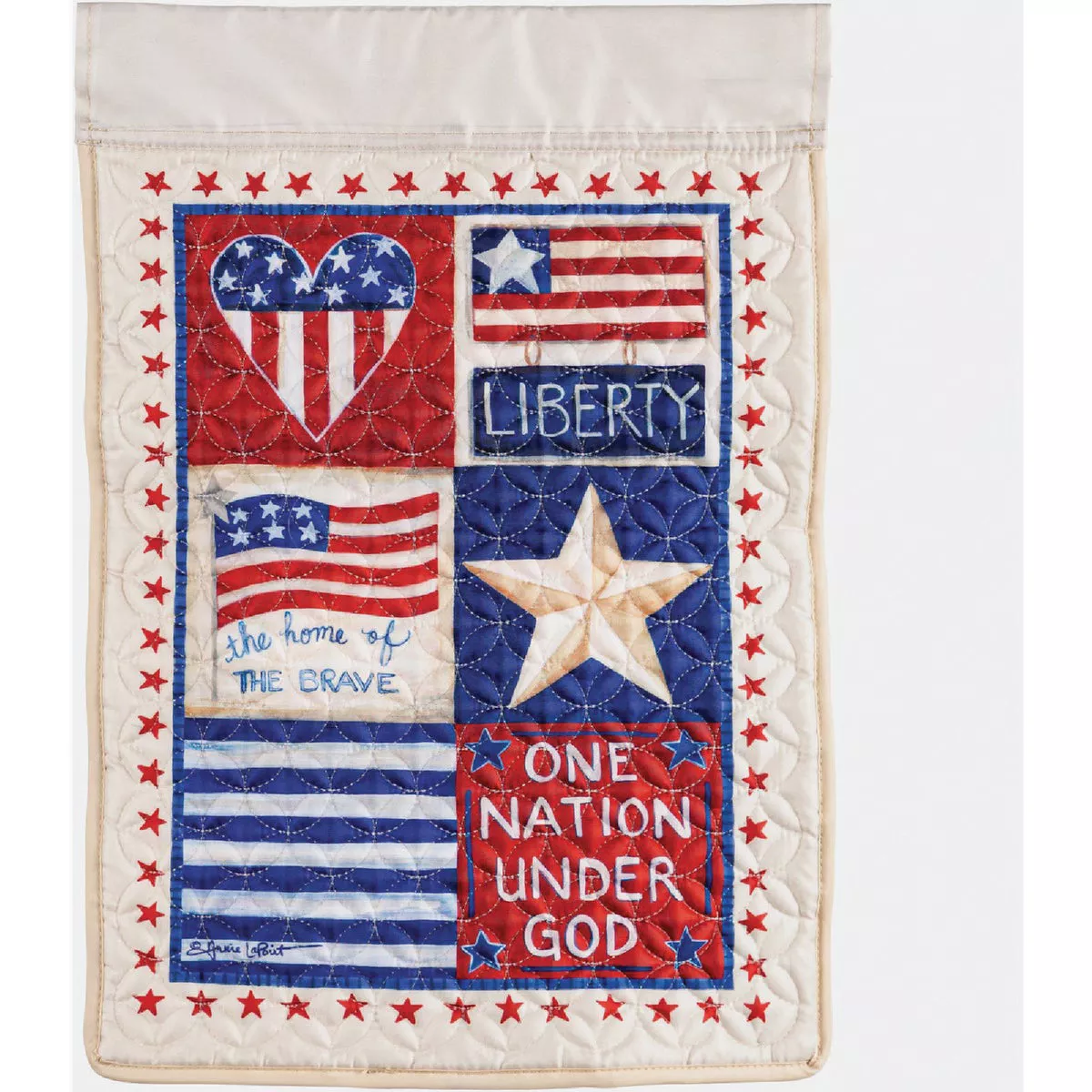 Evergreen Patriotic Patchwork Garden Quilted Flag
