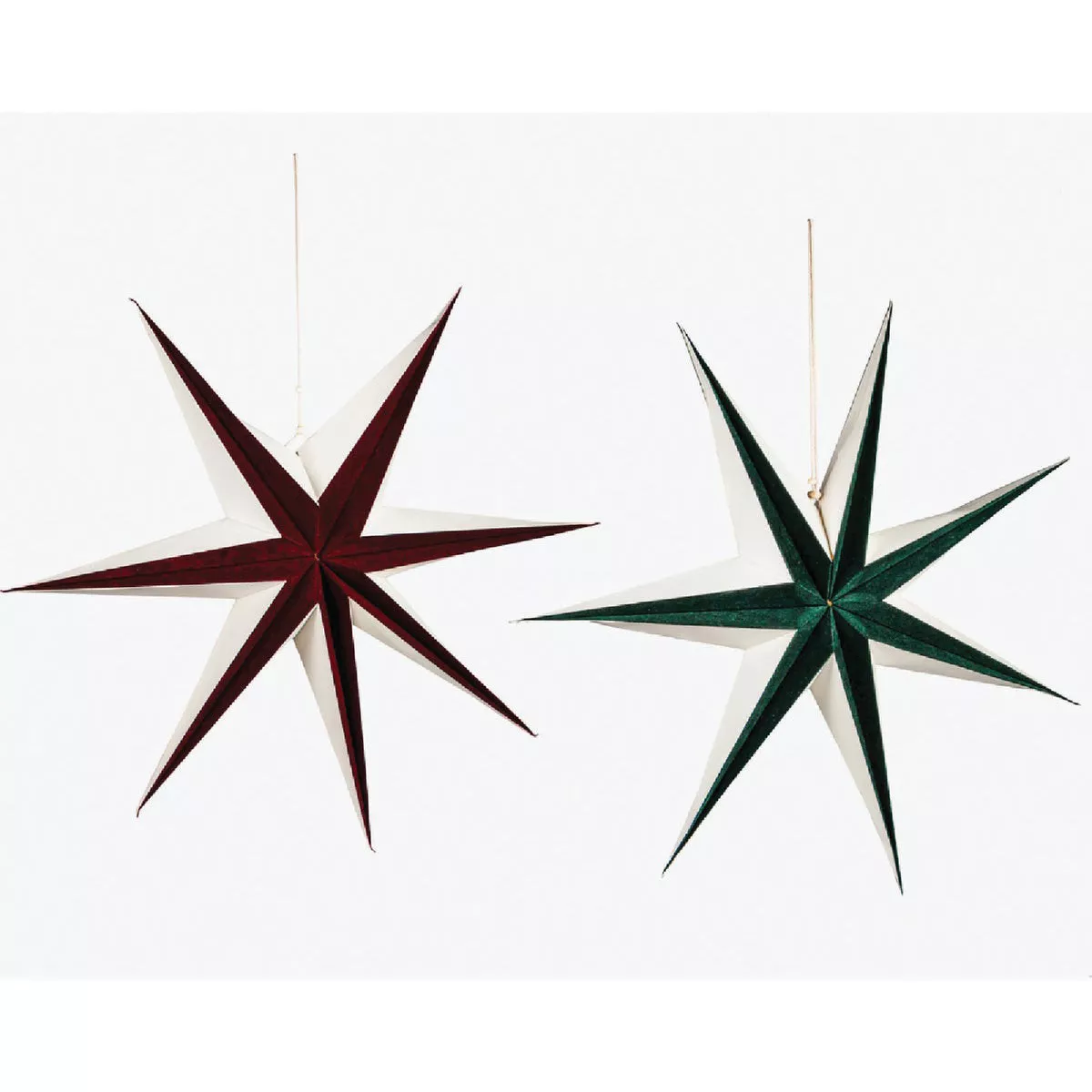 Evergreen LED Foldable Paper Star with Inverted Assortment, Red/Green (2-Pack)