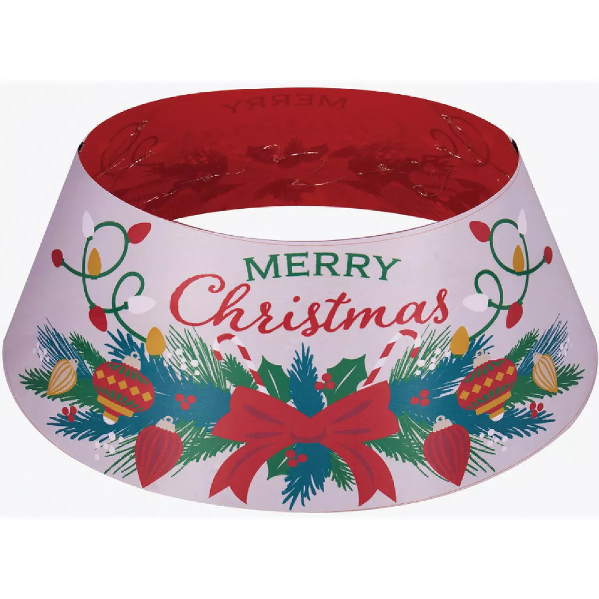 Evergreen 25 In. LED Merry Christmas Fabric Tree Collar