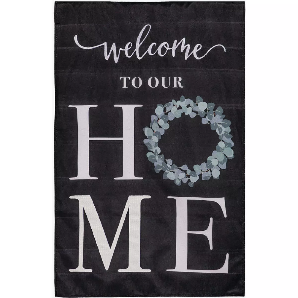 Evergreen Eucalyptus Welcome House Burlap Flag