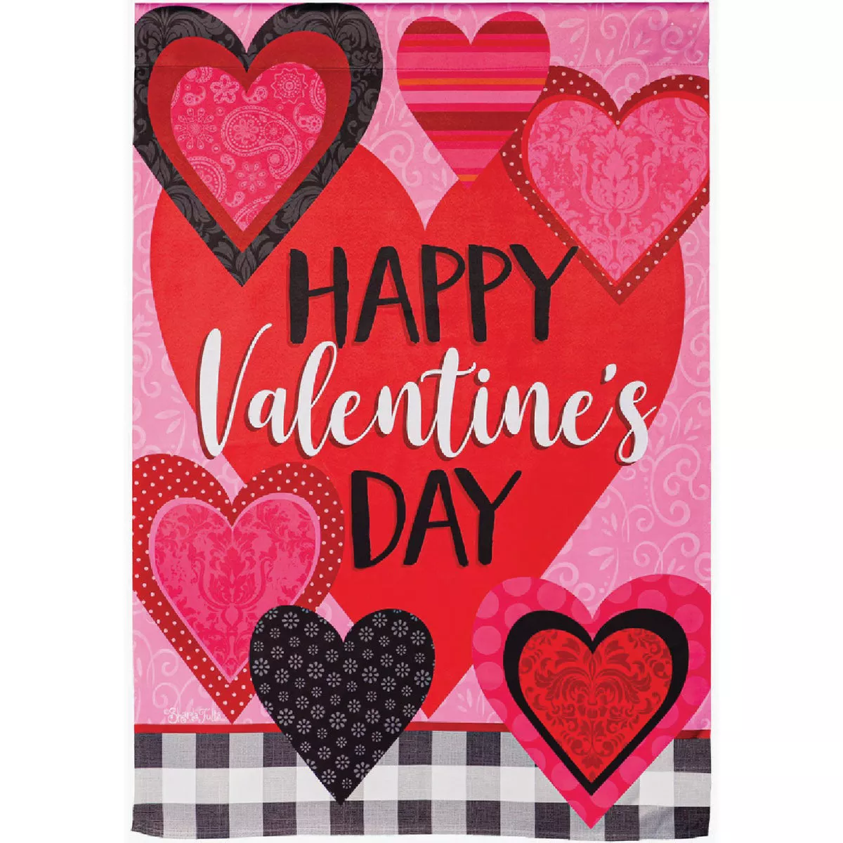 Evergreen Patterned Valentine Hearts House Suede Flag