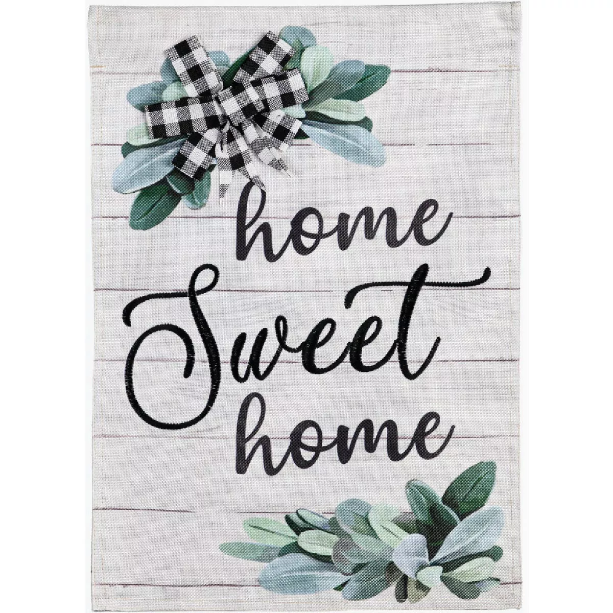Evergreen Home Sweet Home Eucalyptus Garden Burlap Flag