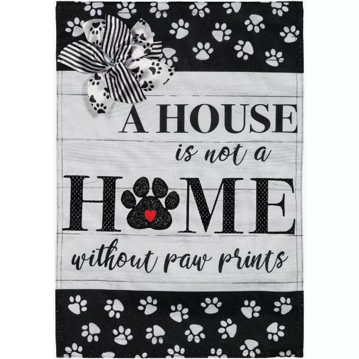 Evergreen Paw Prints Garden Burlap Flag