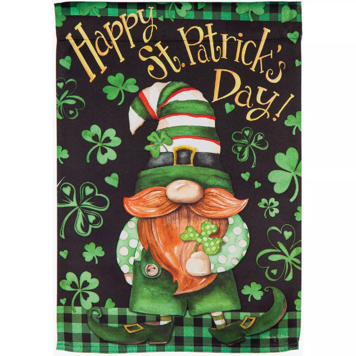 Evergreen Lucky Gnome Garden Suede Flag
