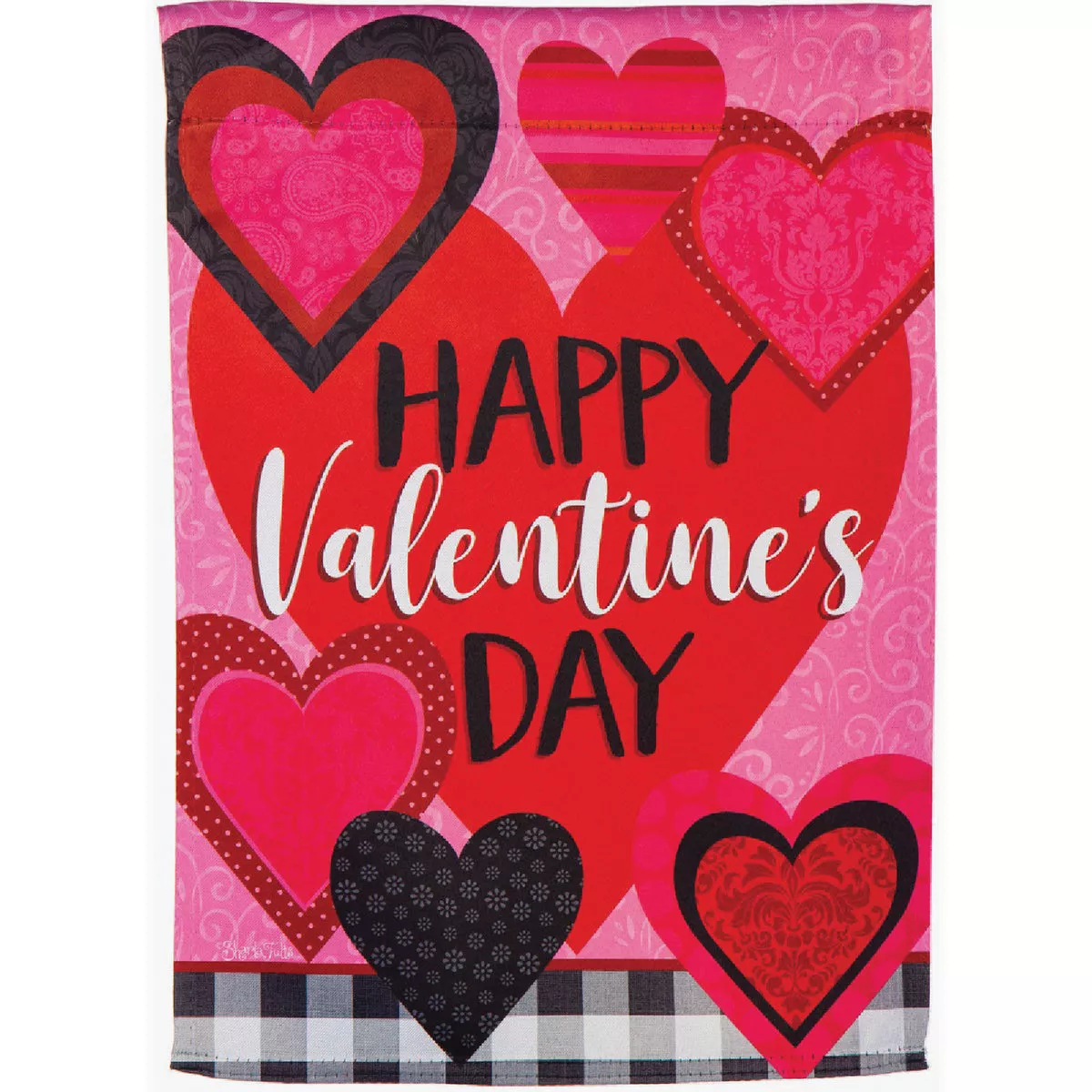 Evergreen Patterned Valentine Hearts Garden Suede Flag