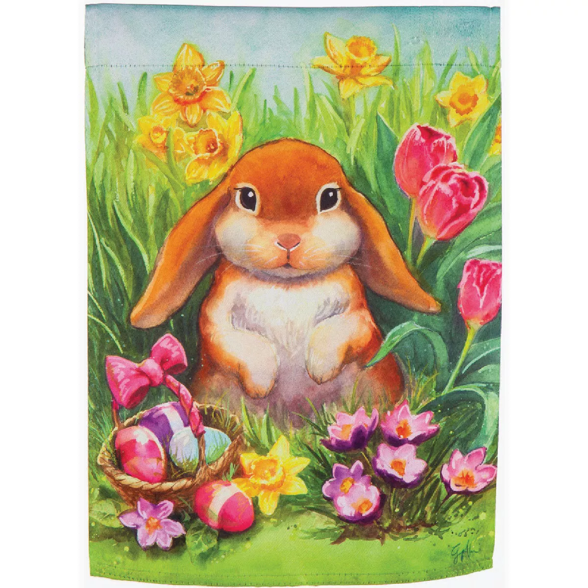 Evergreen Bunny Whisker Garden Suede Flag