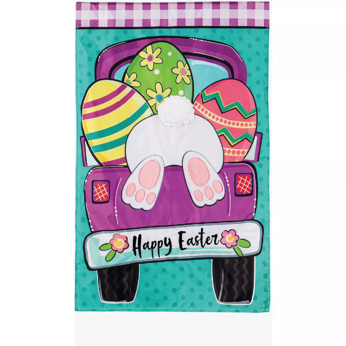 Evergreen Easter Truck Bunny Bottom House Applique Flag