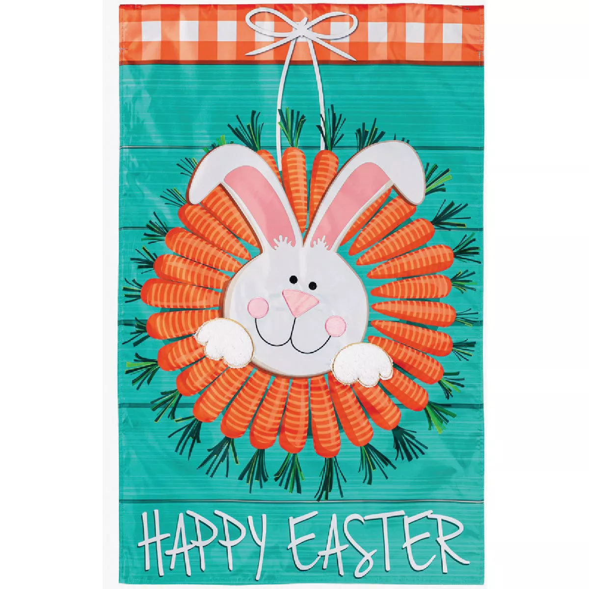 Evergreen Carrot Wreath House Applique Flag