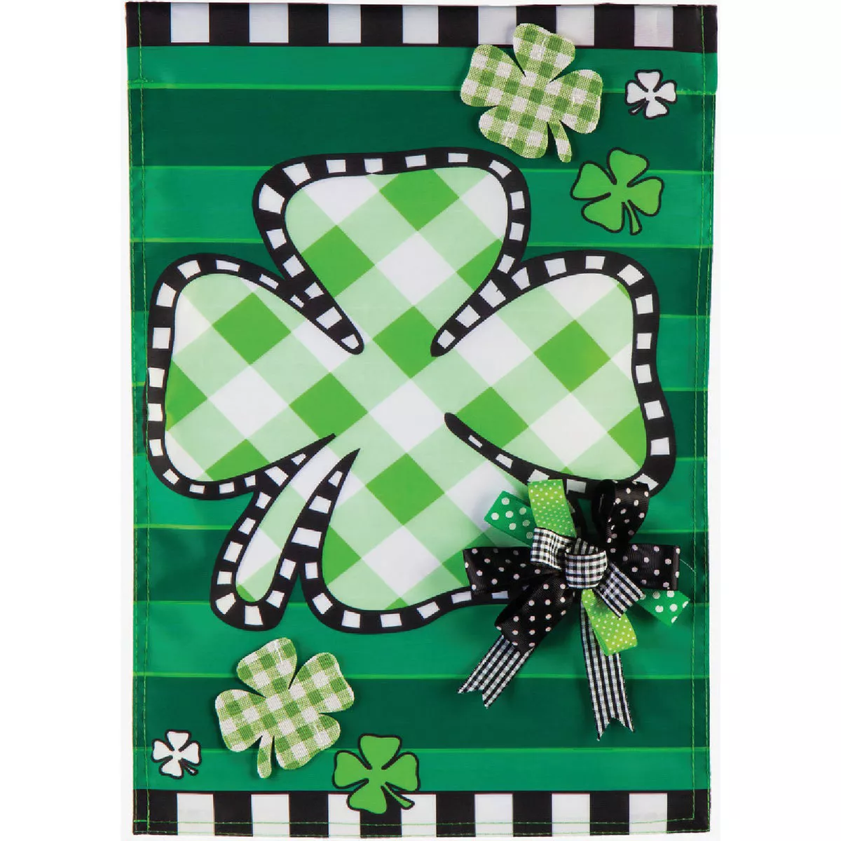 Evergreen Check Clover Garden Applique Flag