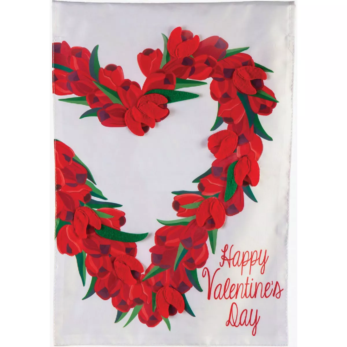 Evergreen Tulip Wreath Garden Applique Flag