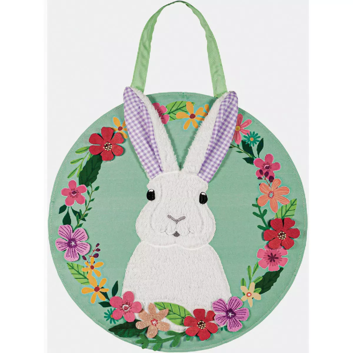 Evergreen Gingham Bunny Door Decor