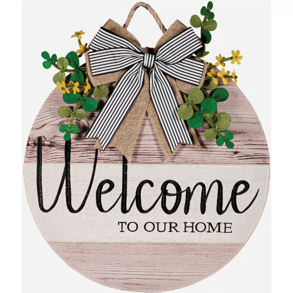 Evergreen Wood Grain Welcome Door Decor