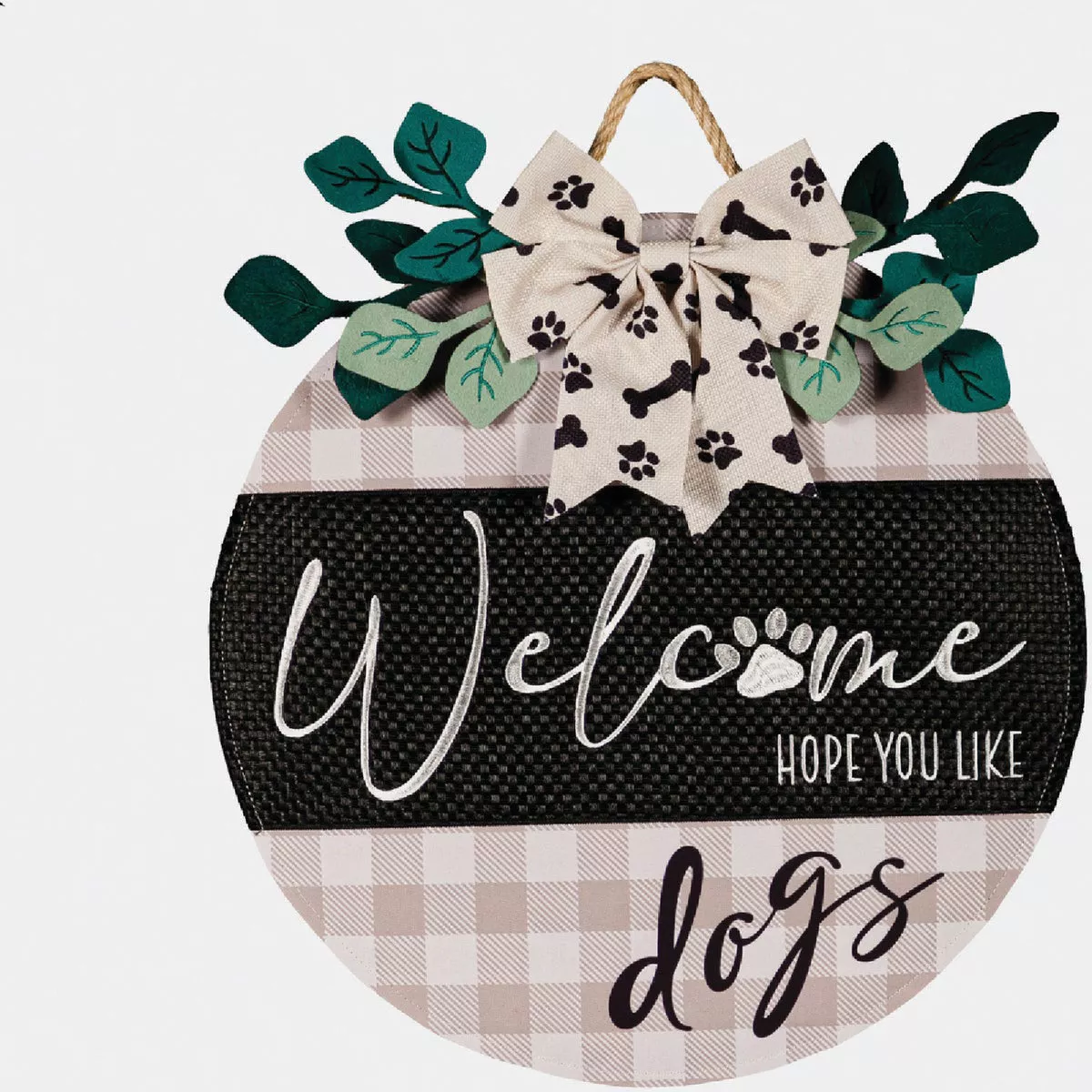 Evergreen Dogs and Check Door Decor
