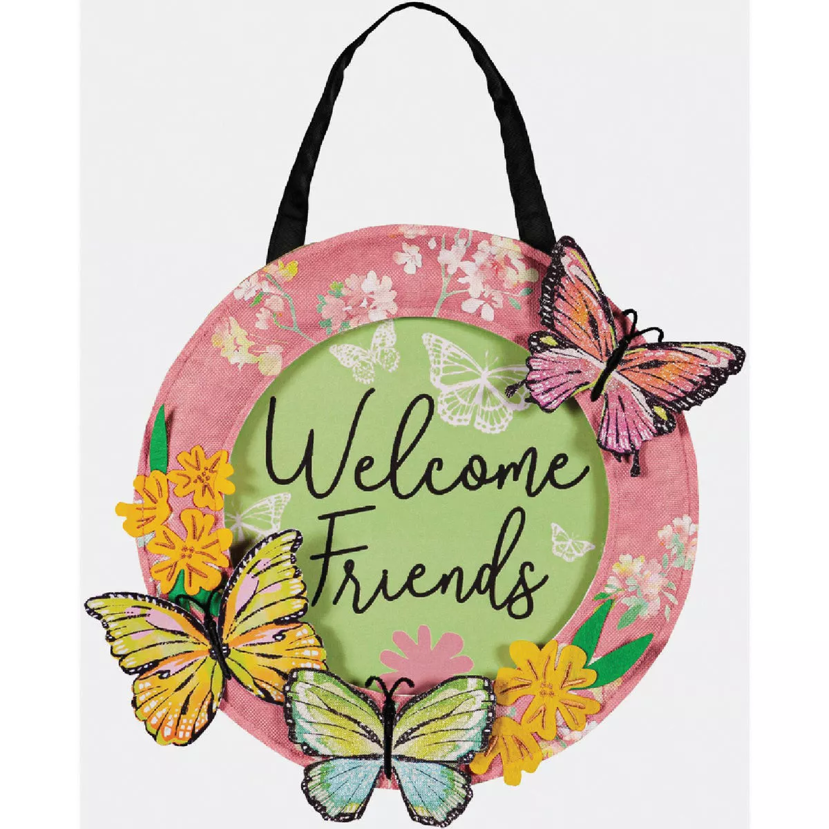 Evergreen Welcome Friends Butterfly Door Decor