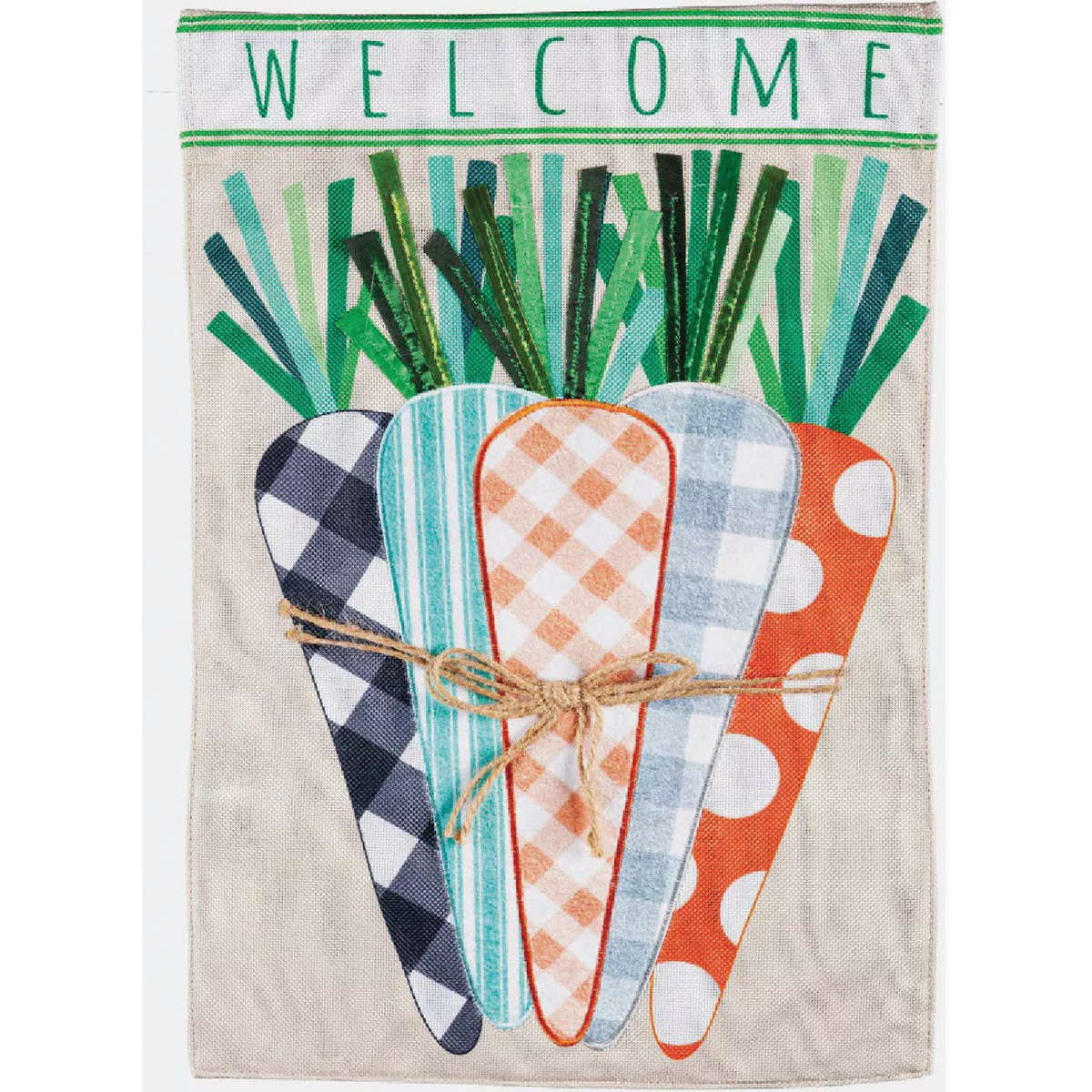 Evergreen Patterned Carrots Garden Burlap Flag