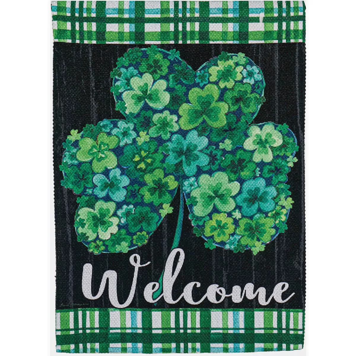 Evergreen Shamrock Flowers Garden Textured Suede Flag