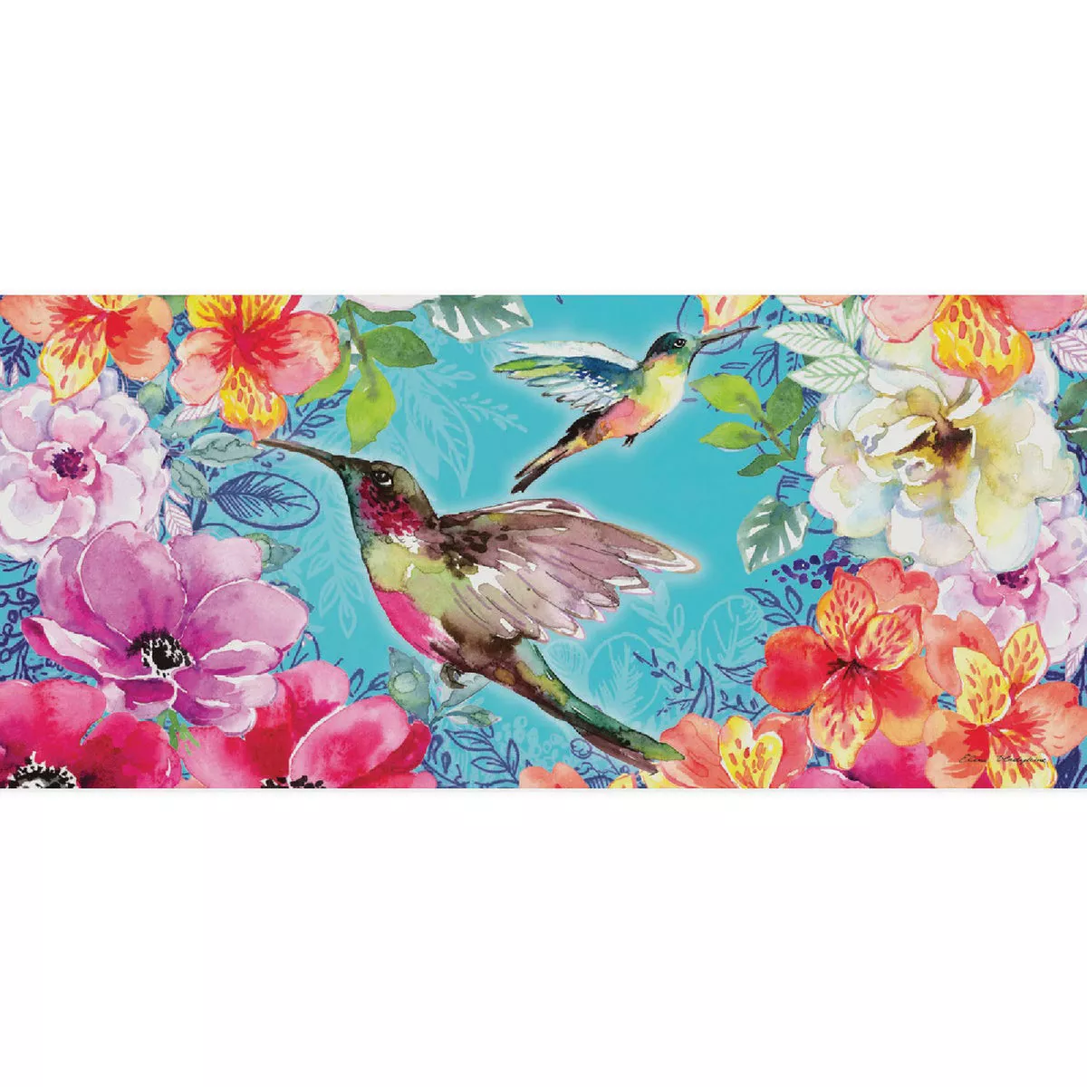Evergreen Bright Flowers and Hummingbirds Sassafras Switch Mat