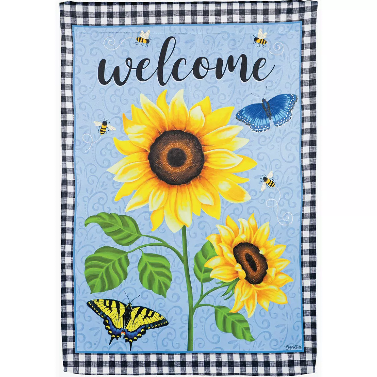 Evergreen Sunny Sunflower House Suede Flag