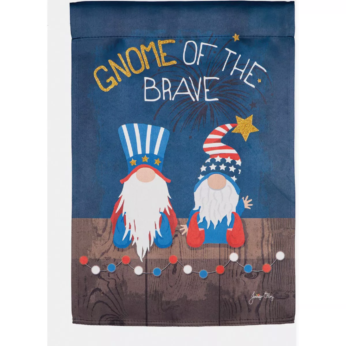 Evergreen Gnome of the Brave Garden Suede Flag