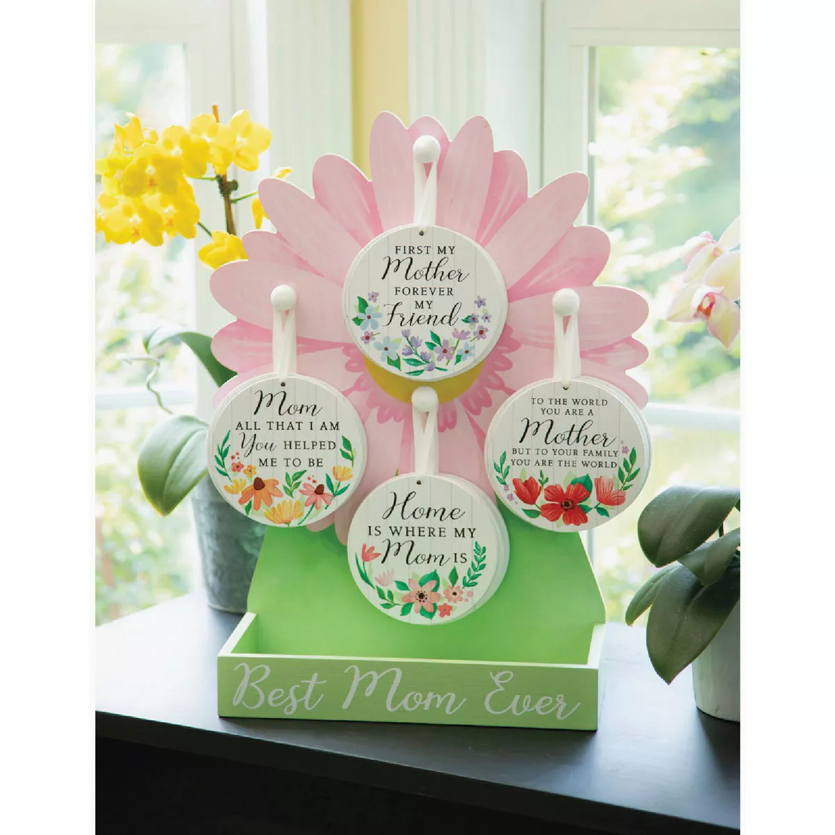 Evergreen 12 In. W x 2 In. D x 18 In. H Wood Flower Wall Decor
