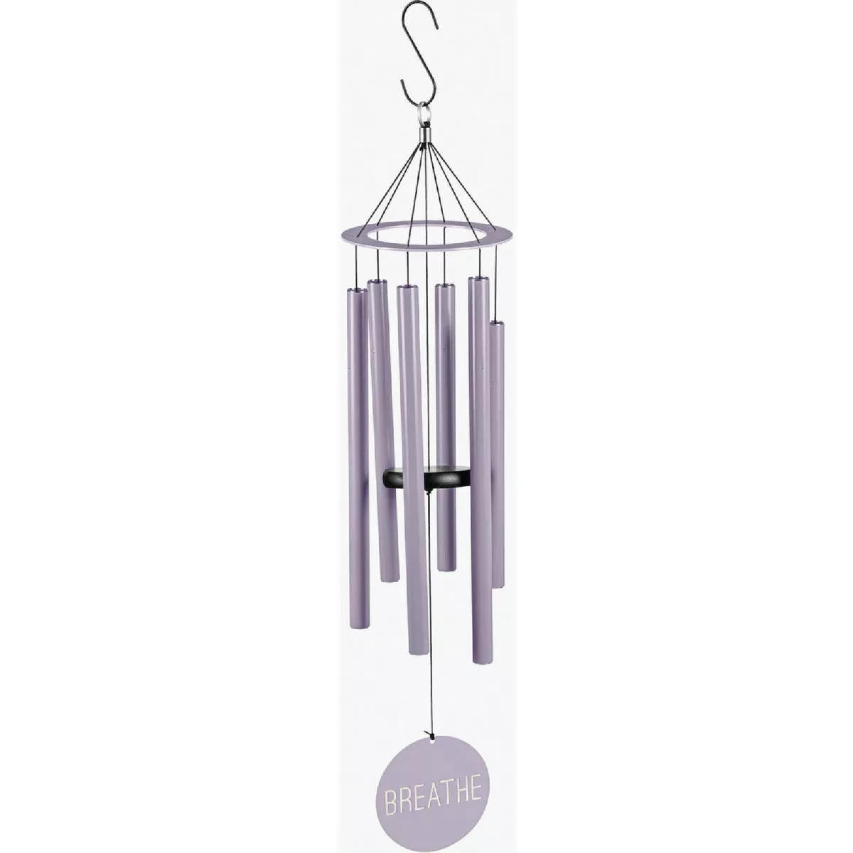 Evergreen 36 In. Gray Laser Etched Painted Wood Hand Tuned Scale "E" Breathe Wind Chime