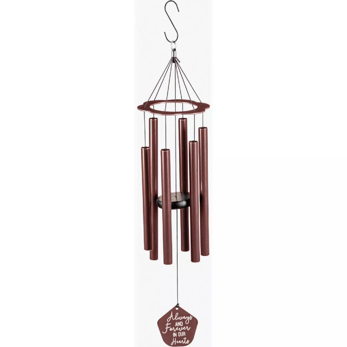Evergreen 30 In. Red Laser Etched Metal Hand Tuned Scale "A" Forever In Our Hearts Wind Chime