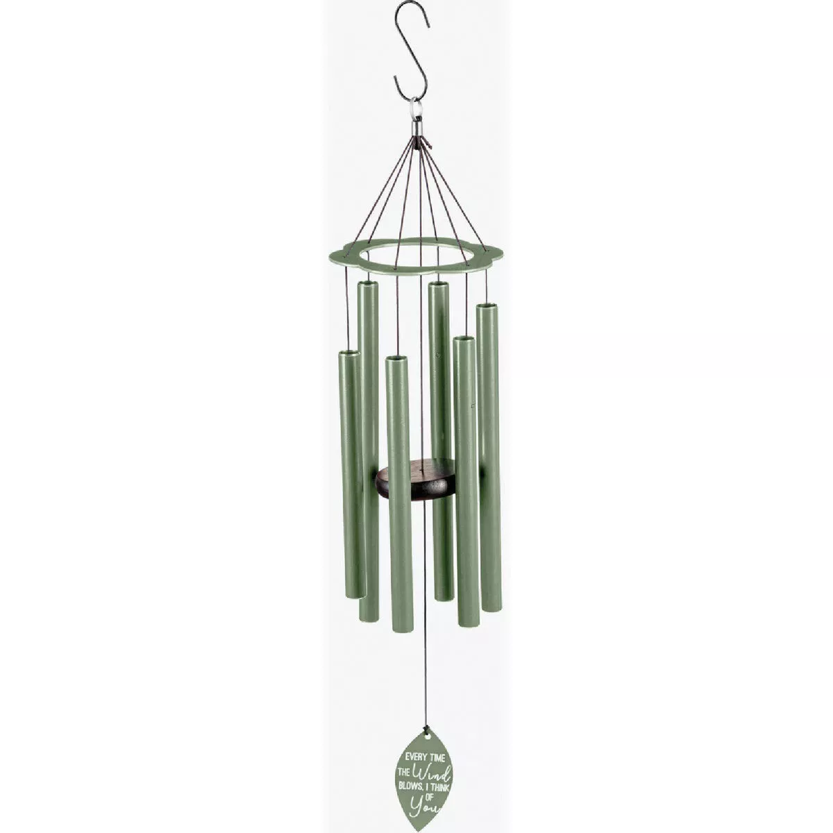 Evergreen 30 In. Blue Laser Etched Metal Hand Tuned Scale "A" Every Time the Wind Blows I Think Of You Wind Chime