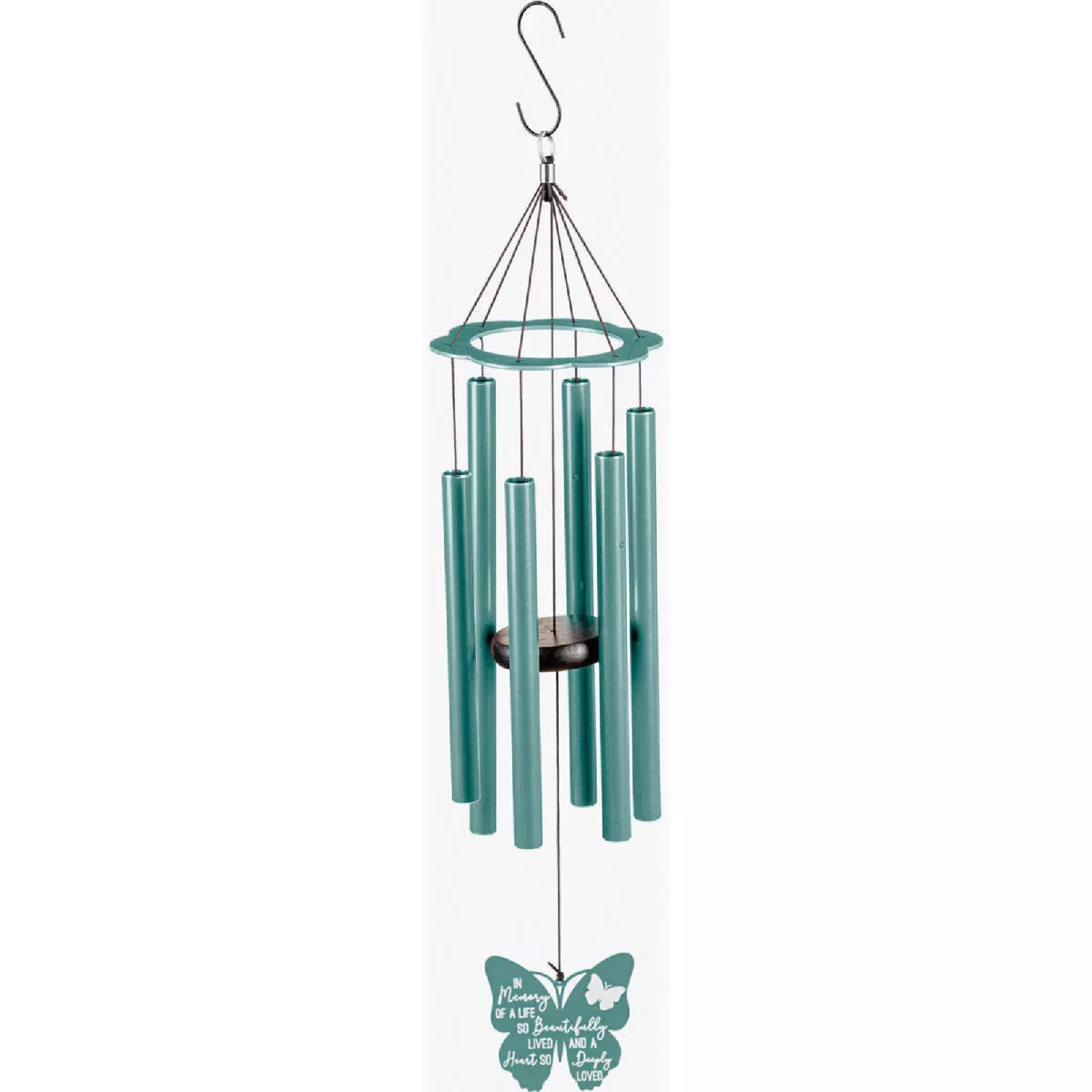 Evergreen 30 In. Blue Laser Etched Metal Hand Tuned Scale "A" In Memory Of A Life So Beautifully Lived Wind Chime