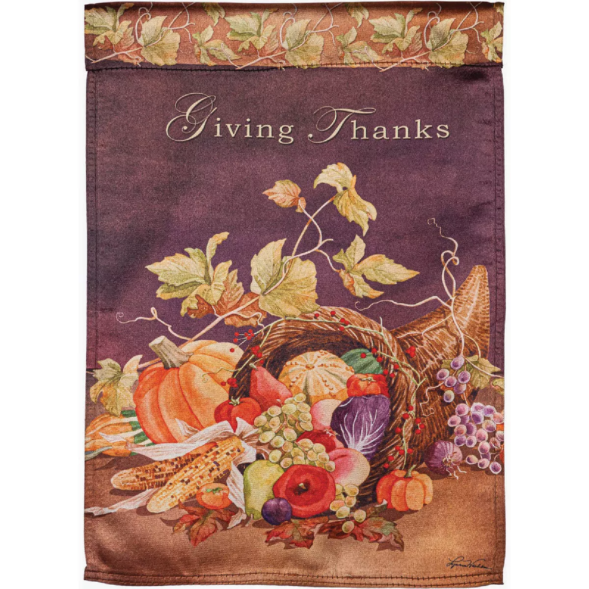 Evergreen 43 In. H x 29 In. L Textile Nature's Bounty House Lustre Garden Flag