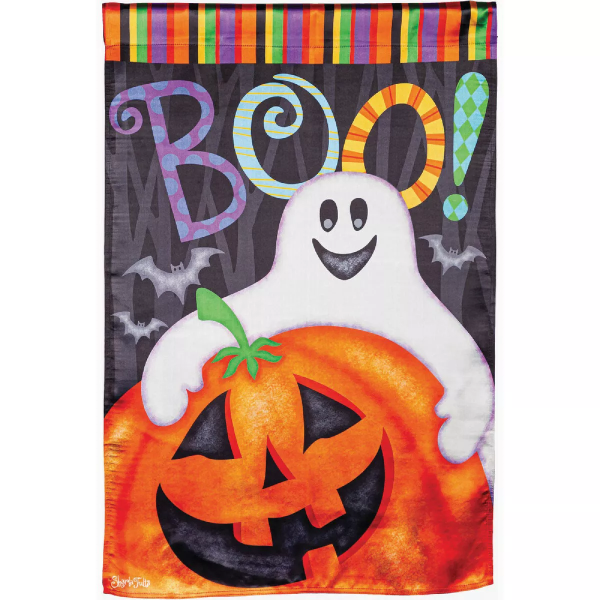 Evergreen 43 In. H x 29 In. L Textile Halloween Friends House Lustre Garden Flag