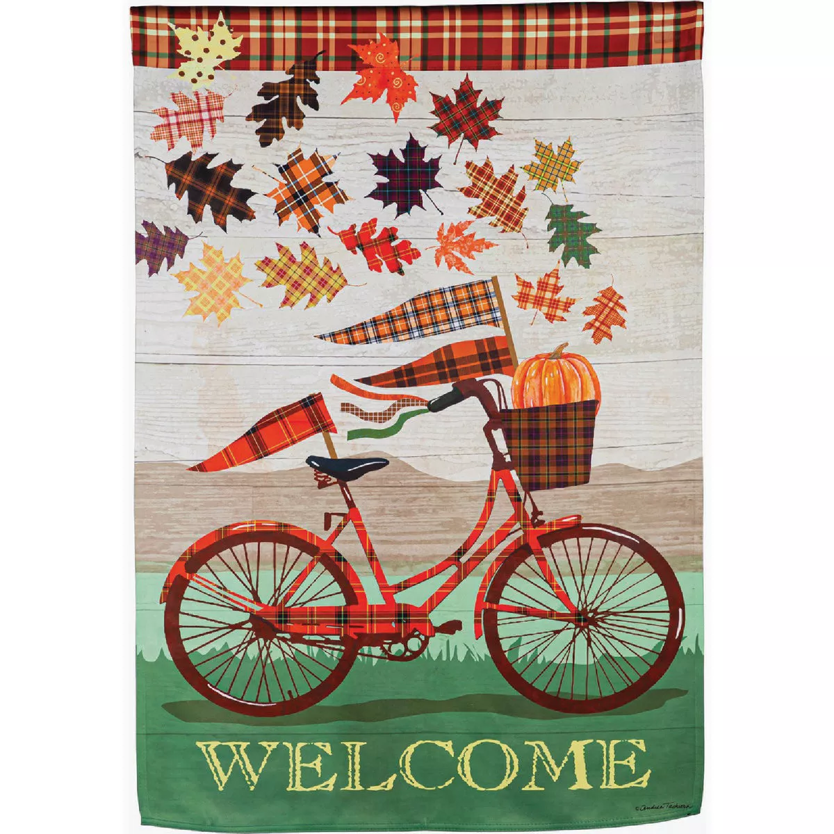 Evergreen 43 In. H x 29 In. L Textile Fall Bicycle House Suede Garden Flag