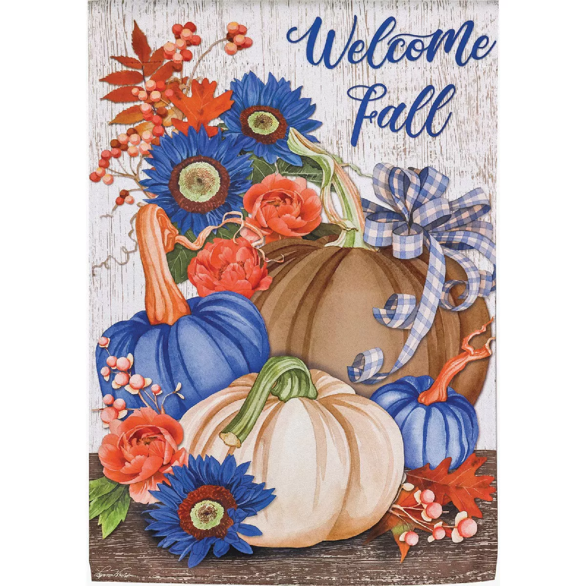 Evergreen 43 In. H x 29 In. L Textile Welcome Fall Neutral House Suede Garden Flag