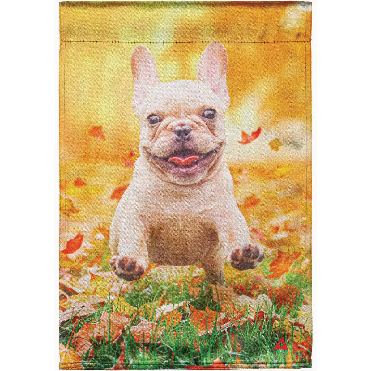 Evergreen 18 In. H x 13 In. L Textile Fall Leaves Puppy Lustre Garden Flag