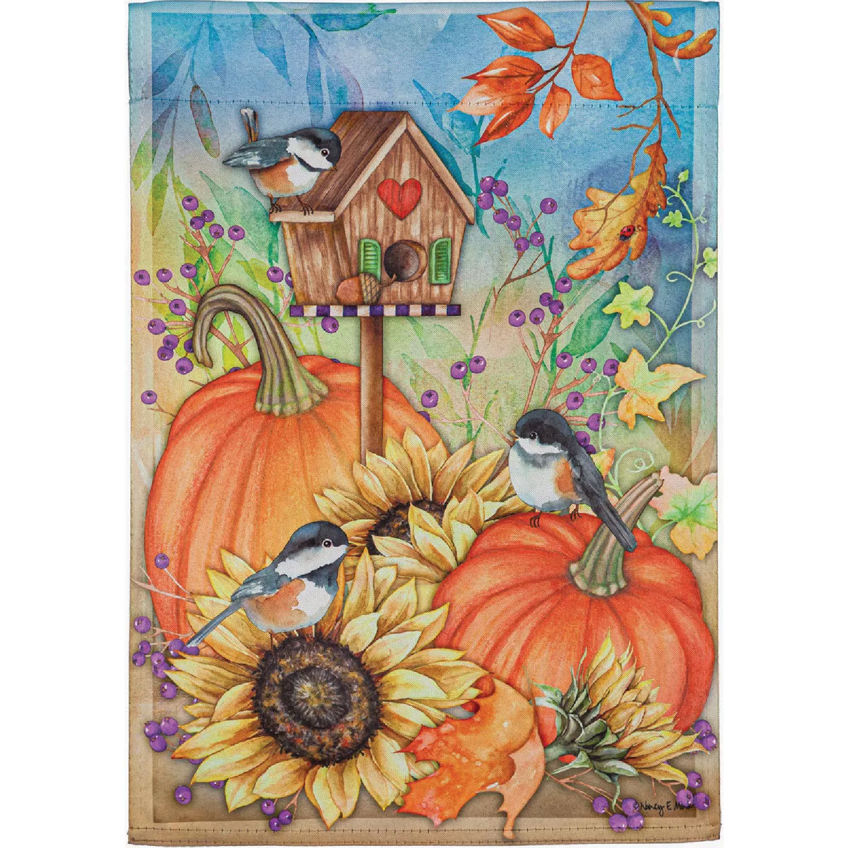 Evergreen 18 In. W x 12-1/2 In. L Textile Autumn Greetings Suede Garden Flag
