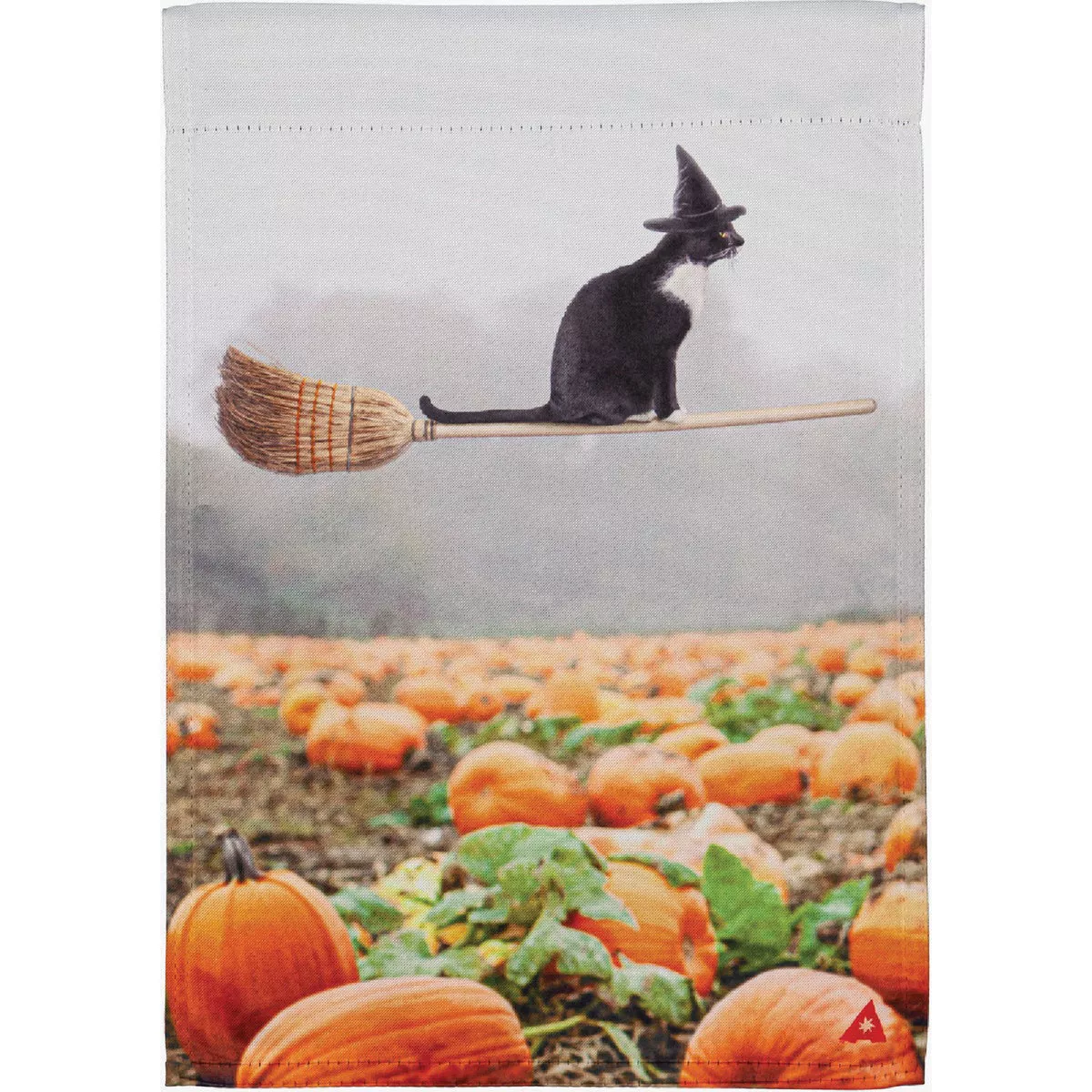 Evergreen 18 In. W x 12-1/2 In. L Textile Flying Cat Suede Garden Flag
