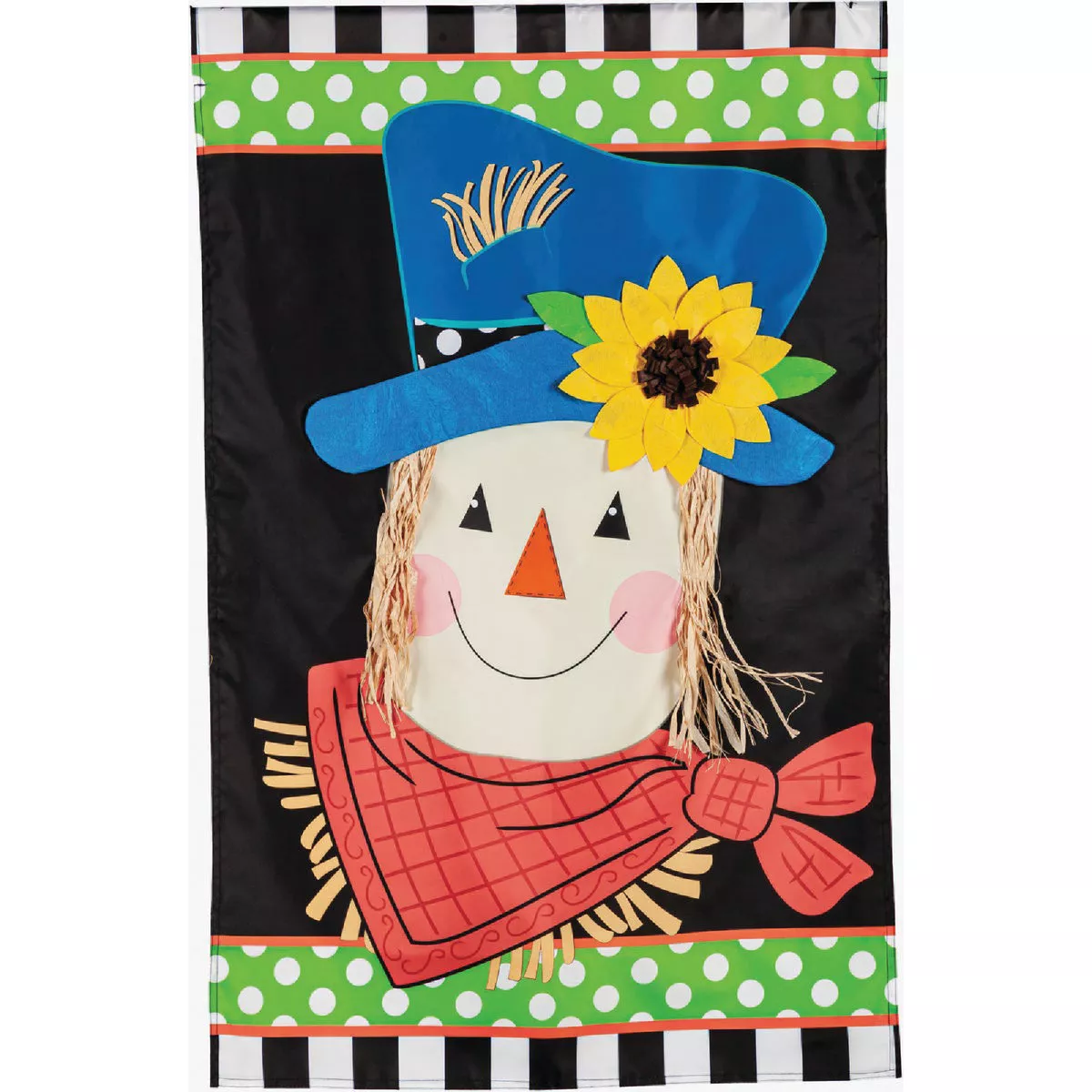 Evergreen 28 In. W x 44 In. L Textile Scarecrow Friend House Applique Garden Flag-