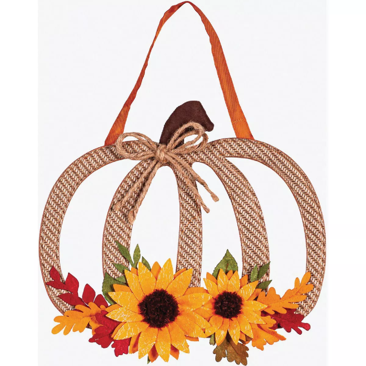 Evergreen 11-1/2 In. H x 14 In. L Textile Pumpkin Door Decor