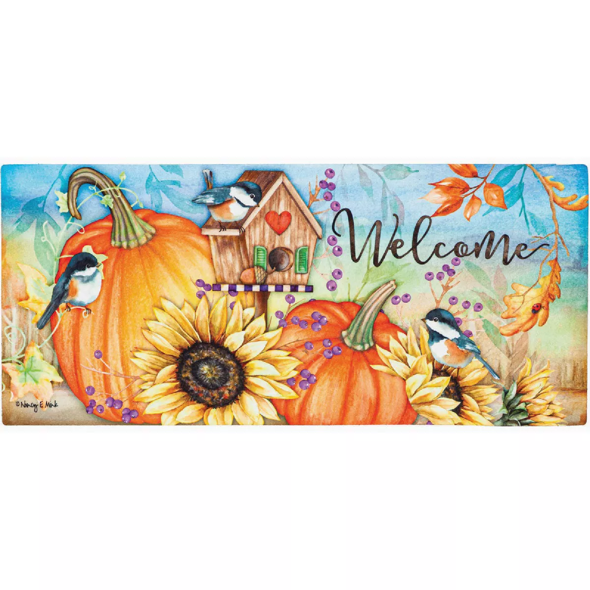 Evergreen Autumn Greetings Sassafras Sitch 1/4 In. x 10 In. Hx 22 In. L Plastic/Textile Door Mat